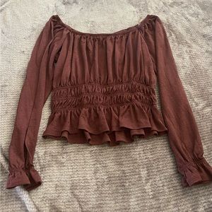 Maroon Long Sleeve Blouse